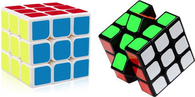 AGAMI 3x3 MOYU Mofang Jiaoshi Black and White High Speed Cube(2 Pieces)