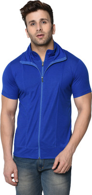 Jangoboy Solid Men Polo Neck Dark Blue T-Shirt
