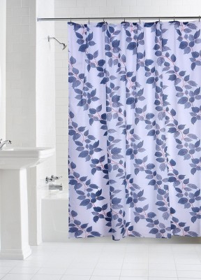 YELLOW WEAVES 213 cm (7 ft) PVC Transparent Shower Curtain Single Curtain(Floral, Blue)