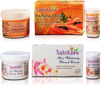 NutriGlow Bleach Combo Pack of 2 Papaya Fruit, Skin Whiting Bleach Cream(2 x 43 g)