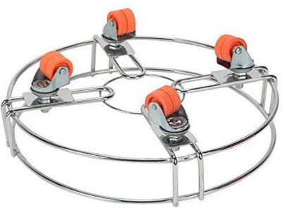kanyka Heavy Stainless Steel Gas Cylinder Trolley With Wheel | Gas Trolly | Lpg Cylinder Stand Gas Cylinder Trolley(Silver)