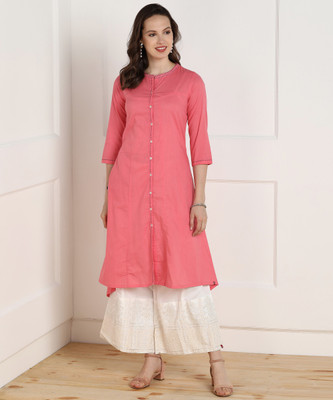 biba-women-solid-high-low-kurtapink