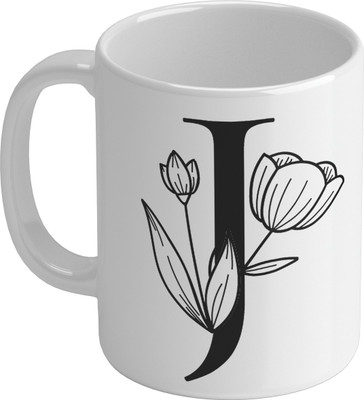 Shieldsmore Ceramic Alphabet J Printed Coffee/Cup for Gift | White Ceramic Coffee Mug(325 ml)