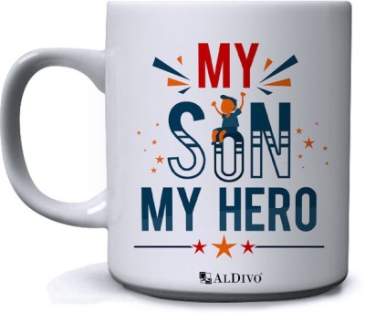 alDivo Gift My Son My Hero Printed Ceramic Coffee Mug(350 ml)