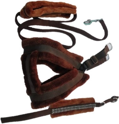 Pethub PB114FARHRNROPCOLBRN Dog Harness & Chain(Large, Brown)