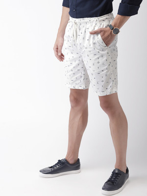 Mast & Harbour Printed Men White Regular Shorts