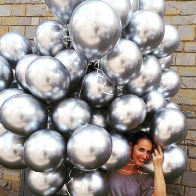 TRISHRA Solid Metallic Grey Balloon(Grey, Pack of 50)