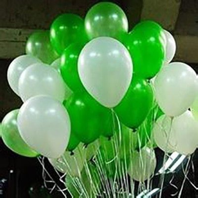 Balloons Solid 6260242313687 Balloon(Green, White, Pack of 100)