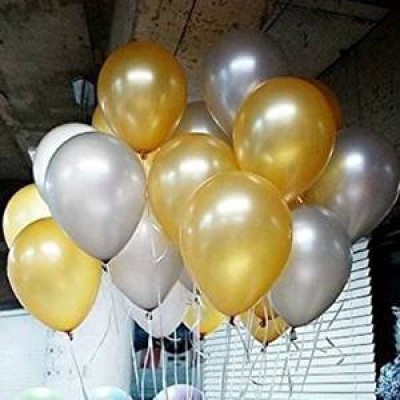 Balloons Solid 6260242313731 Balloon(Silver, Yellow, Pack of 100)