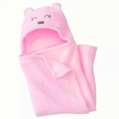 BRANDONN Cartoon Single Hooded Baby Blanket for  AC Room(Microfiber, Pink)