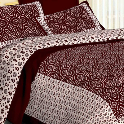 shri shyam 0 TC Cotton Double Printed Fitted & Flat Bedsheet(Pack of 1, Multicolor)
