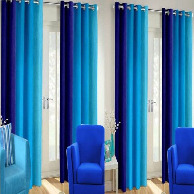 Bedi Handloom 272 cm (9 ft) Polyester Room Darkening Long Door Curtain (Pack Of 4)(Solid, Blue)