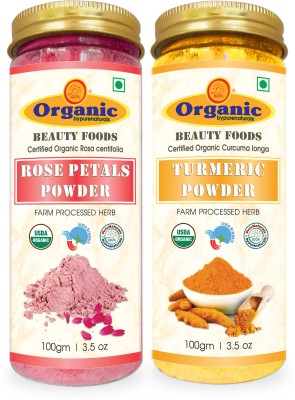 byPurenaturals Organic Turmeric Powder & Rose Petal Powder Combo(200 g)