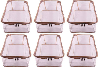 Ajabh High quality Self Designer Full Transparent 9inchs Hight Garments Cover.Set Of 6pc Gry00126(Gold)
