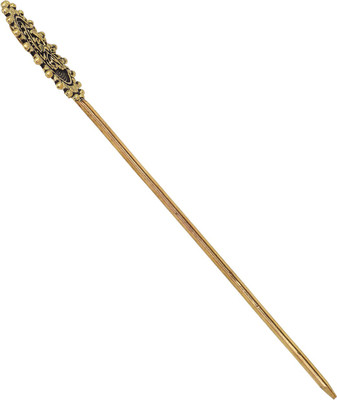 V L IMPEX Oxidized Metal Antique Hair Stick For Bun Gold Plated Metal Hair Pins For Women Bun Stick(Gold)