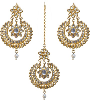 Lucky Jewellery Alloy Gold-plated White Jewellery Set(Pack of 1)