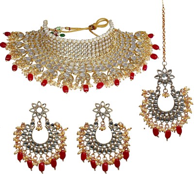 Lucky Jewellery Alloy Gold-plated Maroon, Gold, Silver Jewellery Set(Pack of 1)