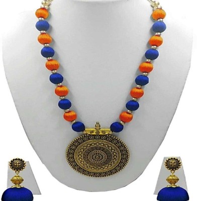 ambal Dori Blue, Orange, Gold Jewellery Set(Pack of 1)