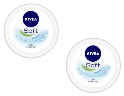 NIVEA Soft Cream/Light Moisturiser with Vitamin-E (2 Pc x 200 ml)(400 ml)