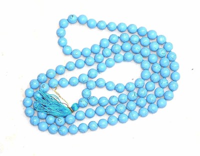 pkgems Firoza Turquoise Stone 108+1 Beads Pooja Mala Natural & Original Turquoise Stone Necklace