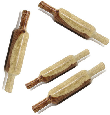 E handicrafts Wooden belan Rolling Pin(Brown, Pack of 4)