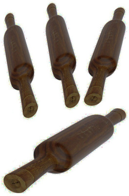 E handicrafts Roti belan wooden Rolling Pin(Brown, Pack of 4)