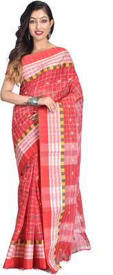 Rukmini Boutique Woven Tant Pure Cotton Saree(Red)