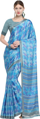 Bansi Ecom Printed Bollywood Crepe Saree(Light Blue)