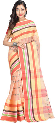 Dipali Enterprise Woven Tant Pure Cotton Saree(Cream)