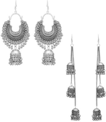 Fashion Factory Earring Long Chani Long Jhumki Silver Colour Earring Comobo Of 2 Earring Alloy Jhumki Earring