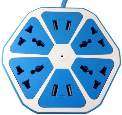 Rigid Mobile Charging USB Power Hub ( Blue-12 ) 8 A Three Pin Socket