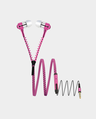 TSV Zipper Premium Design Dynamic Earphone In Ear Wired Headset(Pink, Wireless in the ear)
