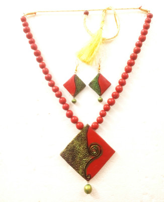 Haus Fabula Terracotta Red Jewellery Set(Pack of 1)