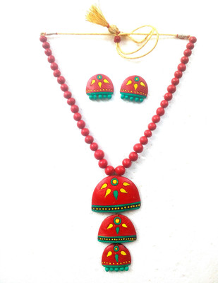 Haus Fabula Terracotta Red Jewellery Set(Pack of 1)