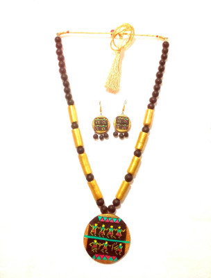SUBHRA TEXTILE Terracotta Brown, Gold Jewellery Set(Pack of 1)