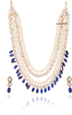 CATALYST Crystal Gold-plated Blue, White, Gold Jewellery Set(Pack of 1)