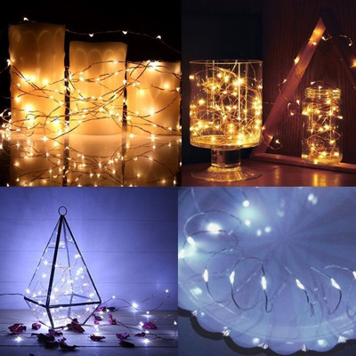 MANSAA 100 LEDs 10.06 m Yellow, Gold, Silver, White Steady String Rice Lights(Pack of 2)