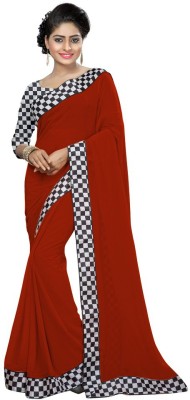 fashion Day Solid/Plain Daily Wear Georgette Saree(Red)