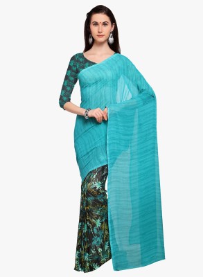 Ratnavati Printed Daily Wear Georgette Saree(Light Blue)