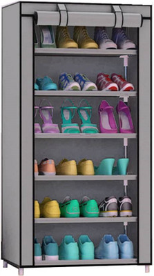 CMerchants Shoe Stand 6 Layer Metal Collapsible Shoe Stand(Grey, 6 Shelves)