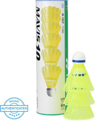 YONEX Mavis 10 Nylon Shuttle  - Blue, Yellow(Medium, 77, Pack of 6)