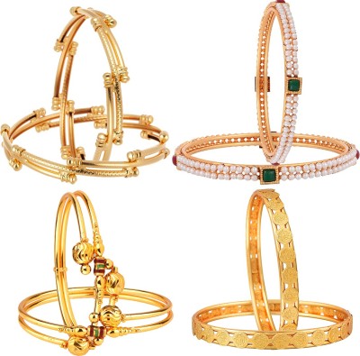 Aazeen Alloy Gold-plated Bangle Set(Pack of 8)