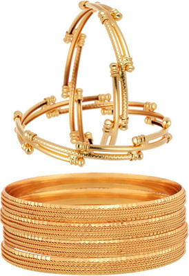 ZENEME Alloy Gold-plated Bangle Set(Pack of 6)