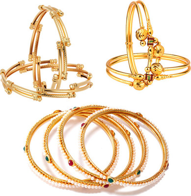 ZENEME Alloy Gold-plated Bangle Set(Pack of 8)