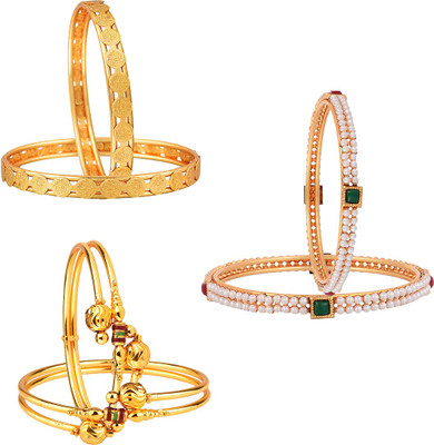 ZENEME Alloy Gold-plated Bangle Set(Pack of 6)