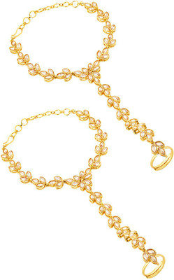 Voylla Brass Gold-plated Ring Bracelet(Pack of 2)