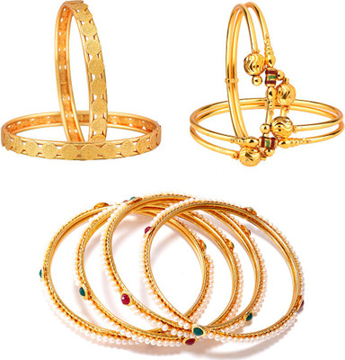 ZENEME Alloy Gold-plated Bangle Set(Pack of 8)