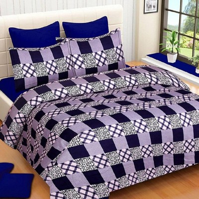 AMT 140 TC Cotton Double Printed Flat Bedsheet(Pack of 1, Blue)