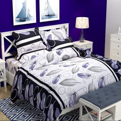 AMT 140 TC Cotton Double Printed Flat Bedsheet(Pack of 1, White)