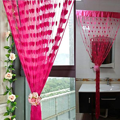 Yutiriti 183 cm (6 ft) Door Polyester Curtain (Pack Of 2)(Pink, Self Design)